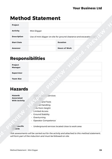 method statement for mini digger|Mini Excavator .